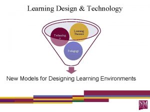 Learning Design Technology Technolog y Learning Theories Pedagogy