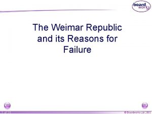 The Weimar Republic and its Reasons for Failure