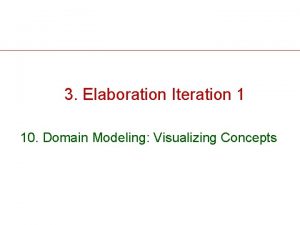 3 Elaboration Iteration 1 10 Domain Modeling Visualizing
