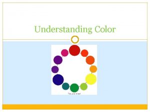 Understanding Color A Understanding Color Human eye can