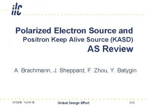 Polarized Electron Source and Positron Keep Alive Source Polarized Electron Source and Positron Keep Alive Source