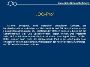 OCPro ermglicht ohne Installation zustzlicher Software die benutzerfreundliche
