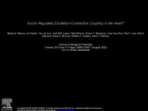 Sorcin Regulates ExcitationContraction Coupling in the Heart Marian