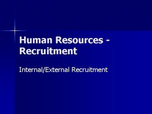 Human Resources Recruitment InternalExternal Recruitment Internal Recruitment n