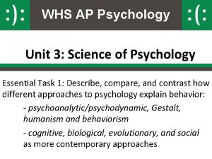 WHS AP Psychology Unit 3 Science of Psychology