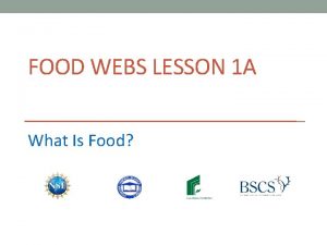 FOOD WEBS LESSON 1 A What Is Food