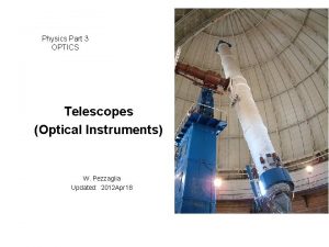 Physics Part 3 OPTICS Telescopes Optical Instruments W