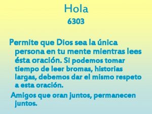 Hola 6303 Permite que Dios sea la nica