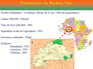 Prsentation du Burkina Faso Nombre dhabitants 13 millions