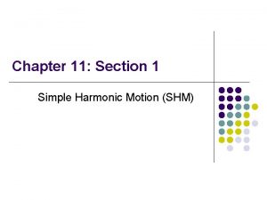 Chapter 11 Section 1 Simple Harmonic Motion SHM