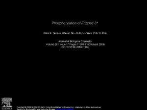 Phosphorylation of Frizzled3 Wang A Yanfeng Change Tan