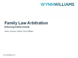 Family Law Arbitration Enforcing Arbitral Awards Jeremy Johnson