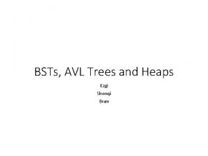 BSTs AVL Trees and Heaps Ezgi Shenqi Bran