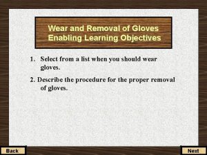 Wear and Removal of Gloves Enabling Learning Objectives