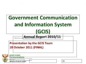 Government Communication and Information System GCIS Annual Report