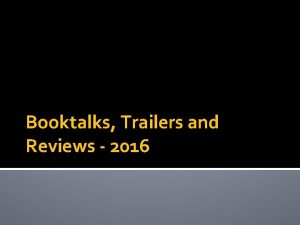 Booktalks Trailers and Reviews 2016 Salt to the