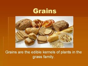 Grains are the edible kernels of plants in