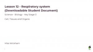 Lesson 12 Respiratory system Downloadable Student Document Science