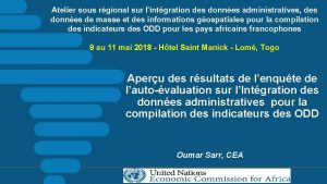 Atelier sous rgional sur lintgration des donnes administratives