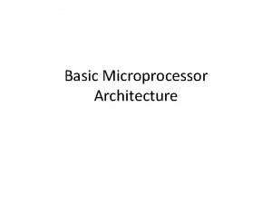 Basic Microprocessor Architecture 8086 Internal Architecture IA32 Registers
