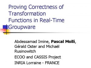 Proving Correctness of Transformation Functions in RealTime Groupware