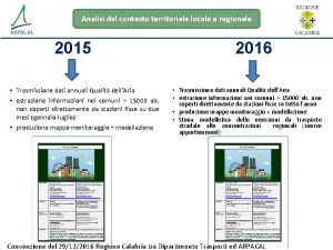 Analisi del contesto territoriale locale e regionale 2015