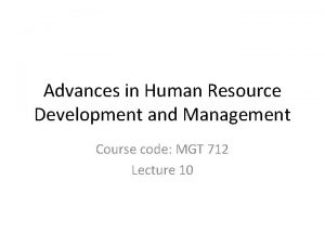 Advances in Human Resource Development and Management Course