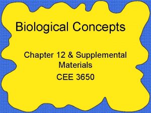 Biological Concepts Chapter 12 Supplemental Materials CEE 3650