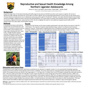 Reproductive and Sexual Health Knowledge Among Northern Ugandan