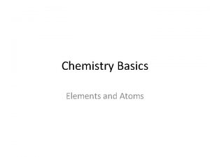 Chemistry Basics Elements and Atoms Element vs Compound