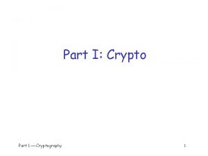 Part I Crypto Part 1 Cryptography 1 Chapter