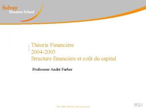 Thorie Financire 2004 2005 Structure financire et cot