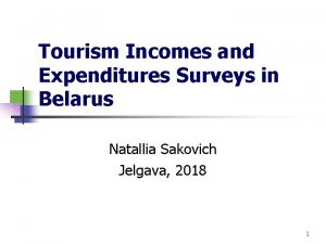 Tourism Incomes and Expenditures Surveys in Belarus Natallia