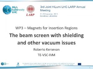 WP 3 Magnets for Insertion Regions The beam
