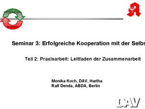 Selbsthilfegruppen Apotheken Seminar 3 Erfolgreiche Kooperation mit der