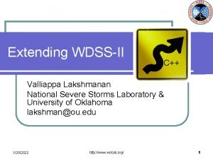 Extending WDSSII C Valliappa Lakshmanan National Severe Storms