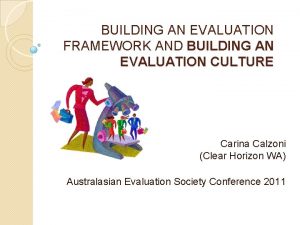 BUILDING AN EVALUATION FRAMEWORK AND BUILDING AN EVALUATION