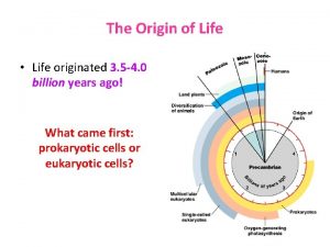 The Origin of Life Life originated 3 5