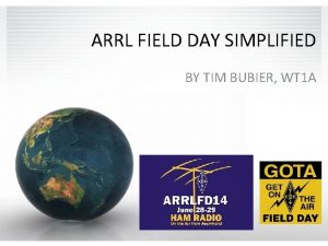 ARRL FIELD DAY SIMPLIFIED BY TIM BUBIER WT