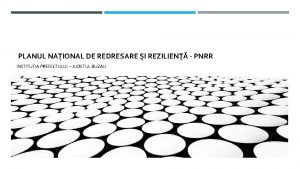 PLANUL NAIONAL DE REDRESARE I REZILIEN PNRR INSTITUTIA