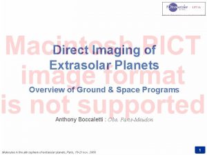 Direct Imaging of Extrasolar Planets Overview of Ground