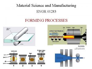 Material Science and Manufacturing ENGR 01283 FORMING PROCESSES Material Science and Manufacturing ENGR 01283 FORMING PROCESSES