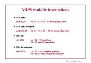 MIPS muldiv instructions Multiply mult 2 3 Multiply