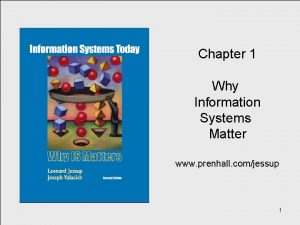 Chapter 1 Why Information Systems Matter www prenhall