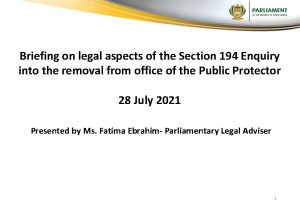 Briefing on legal aspects of the Section 194