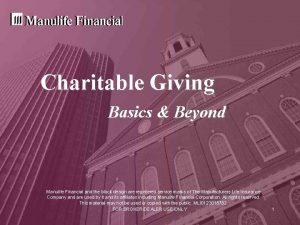 Charitable Giving Basics Beyond Manulife Financial and the