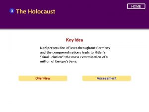 3 HOME The Holocaust Key Idea Nazi persecution