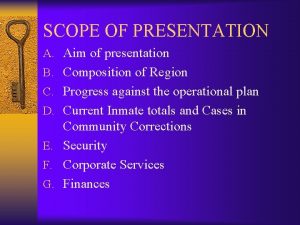 SCOPE OF PRESENTATION A Aim of presentation B