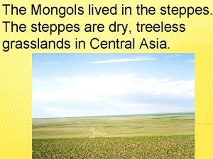 The Mongols lived in the steppes The steppes