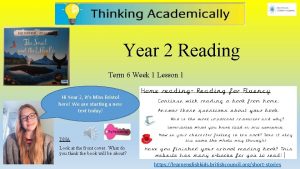 Year 2 Reading Term 6 Week 1 Lesson